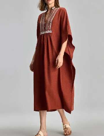 Rochie medie Ontre, caramiziu