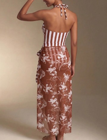 Costum de baie SHEIN, alb/maro