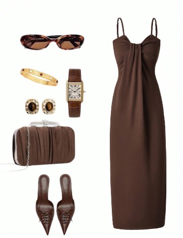 Rochie lunga SHEIN, maro