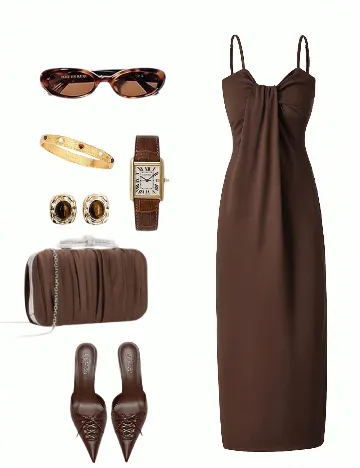 Rochie lunga SHEIN, maro
