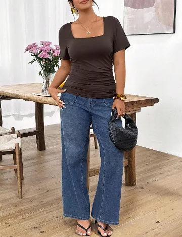 Top SHEIN CURVE, maro inchis