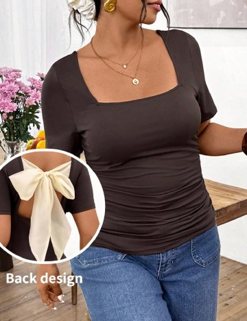 Top SHEIN CURVE, maro inchis