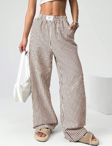 Pantaloni SHEIN, crem/maro