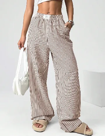 Pantaloni SHEIN, crem/maro