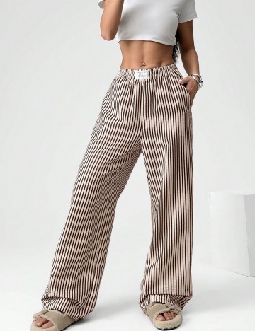 Pantaloni SHEIN, crem/maro