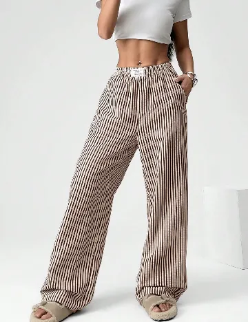 Pantaloni SHEIN, crem/maro
