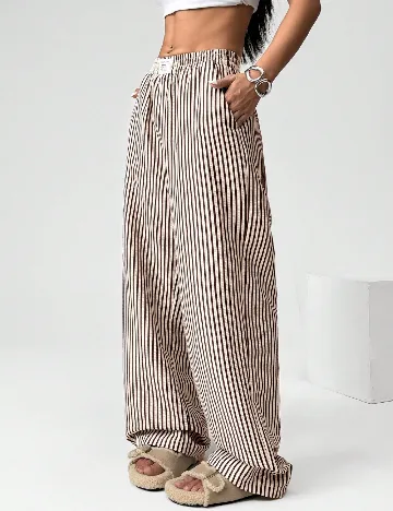 Pantaloni SHEIN, crem/maro