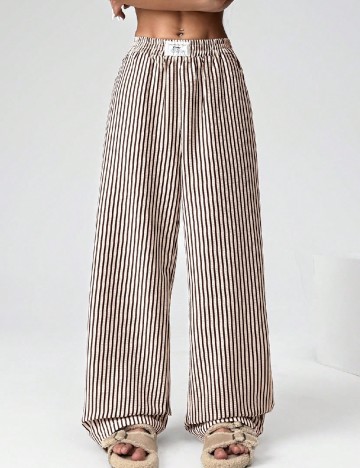 Pantaloni SHEIN, crem/maro