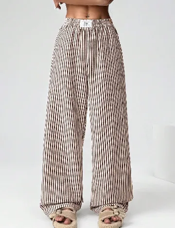 Pantaloni SHEIN, crem/maro