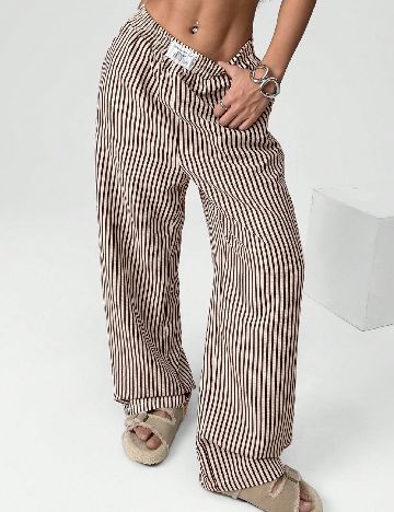 Pantaloni SHEIN, crem/maro