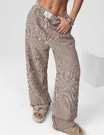 Pantaloni SHEIN, crem/maro