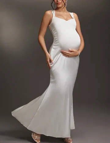 Rochie lunga SHEIN Maternity, alb