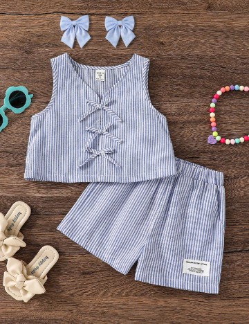 Compleu Shein Kids, albastru/alb