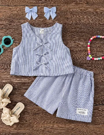 Compleu Shein Kids, albastru/alb