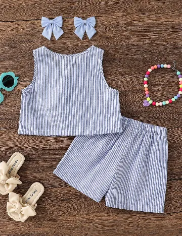 Compleu Shein Kids, albastru/alb