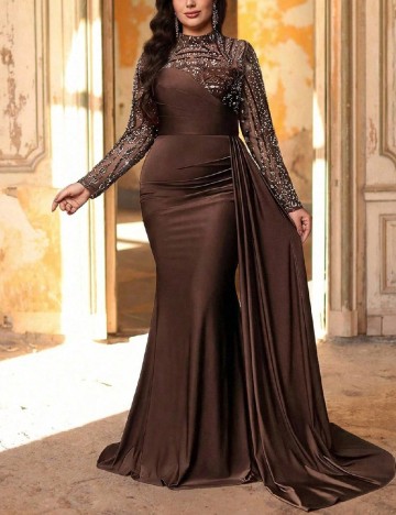 Rochie lunga SHEIN CURVE, maro