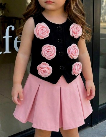 Compleu Shein Kids, roz/negru
