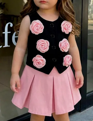 Compleu Shein Kids, roz/negru