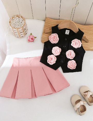 Compleu Shein Kids, roz/negru
