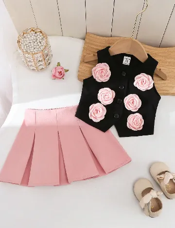 Compleu Shein Kids, roz/negru