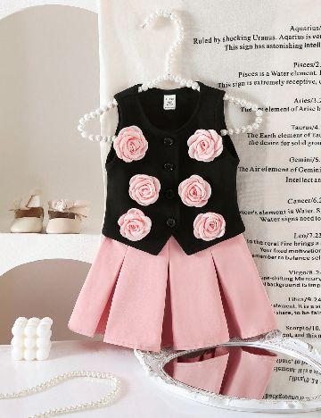 Compleu Shein Kids, roz/negru