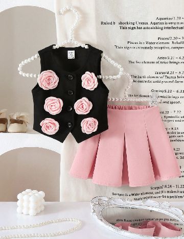 Compleu Shein Kids, roz/negru