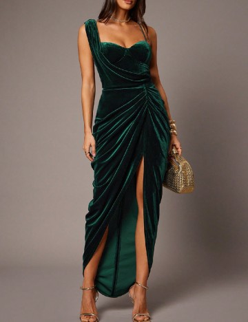 Rochie lunga Silquee, verde