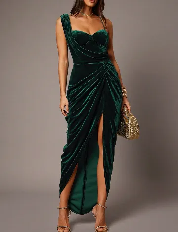 Rochie lunga Silquee, verde