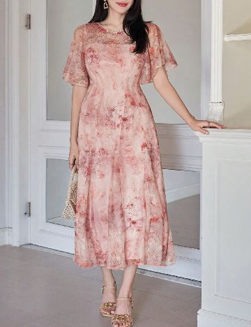 Rochie medie Dazy, roz