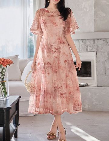Rochie medie Dazy, roz