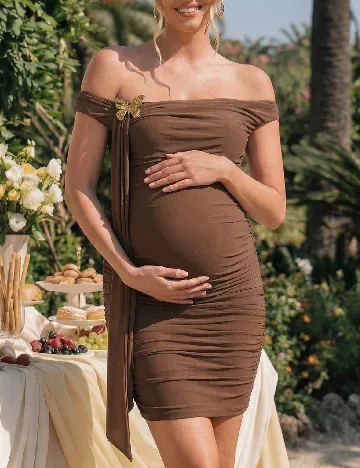 Rochie scurta SHEIN Maternity, maro