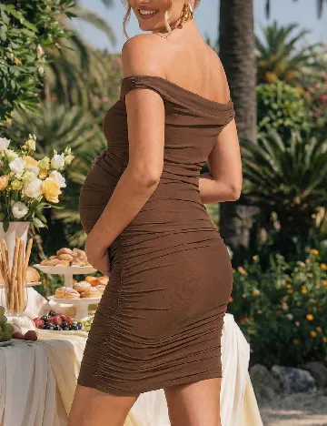 Rochie scurta SHEIN Maternity, maro