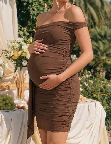 Rochie scurta SHEIN Maternity, maro