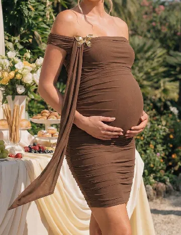 Rochie scurta SHEIN Maternity, maro