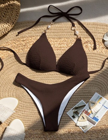 Costum de baie SHEIN, maro