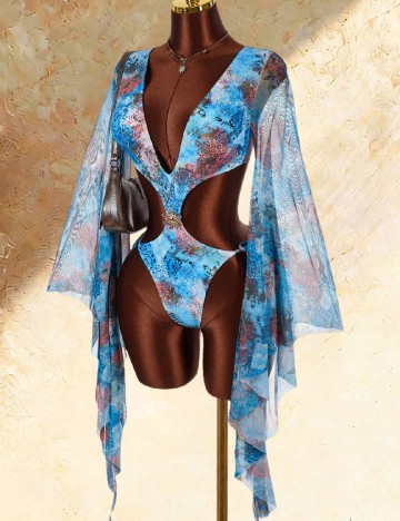 Costum de baie SHEIN, albastru