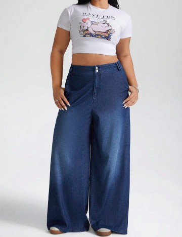 Pantaloni SHEIN CURVE, albastru