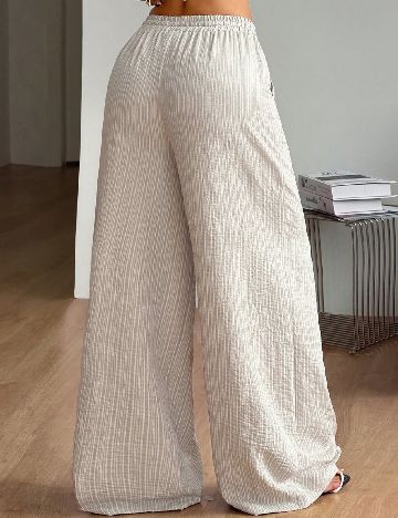 Pantaloni SHEIN, maro/alb