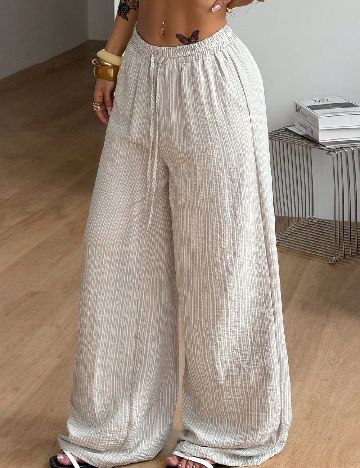 Pantaloni SHEIN, maro/alb