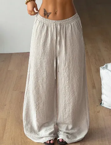 Pantaloni SHEIN, maro/alb