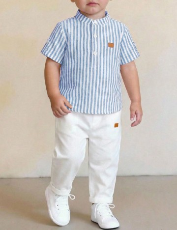 Compleu Shein Kids, alb/albastru