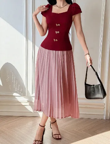 Rochie lunga Dazy, rosu/roz