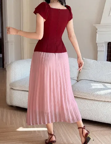 Rochie lunga Dazy, rosu/roz