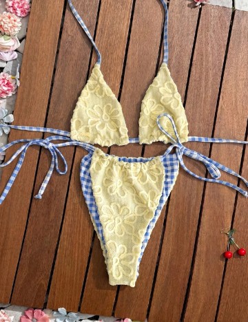 Costum de baie SHEIN, galben/albastru