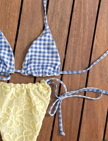 Costum de baie SHEIN, galben/albastru