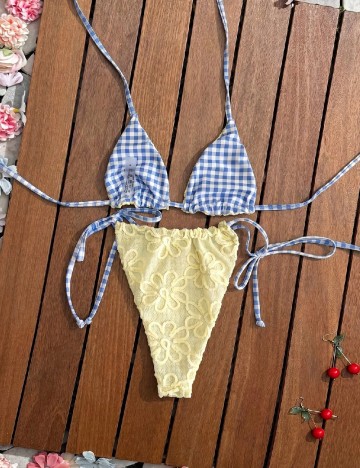 Costum de baie SHEIN, galben/albastru