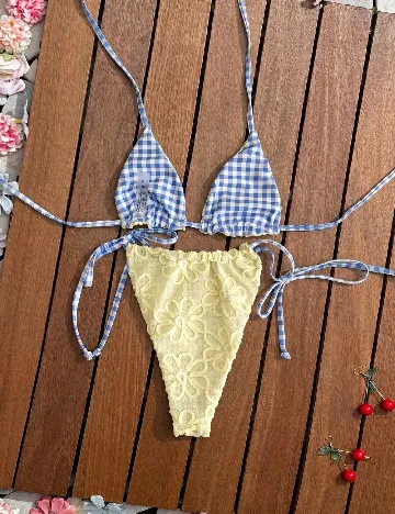 Costum de baie SHEIN, galben/albastru