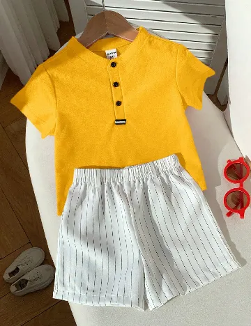 Compleu Shein Kids, alb/galben