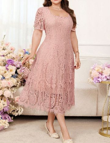Rochie medie SHEIN CURVE, roz