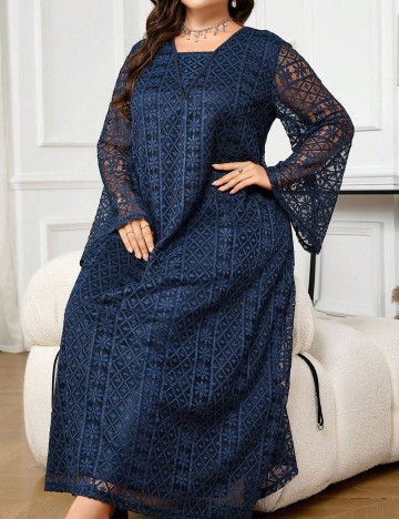 Rochie lunga SHEIN CURVE, bleumarin